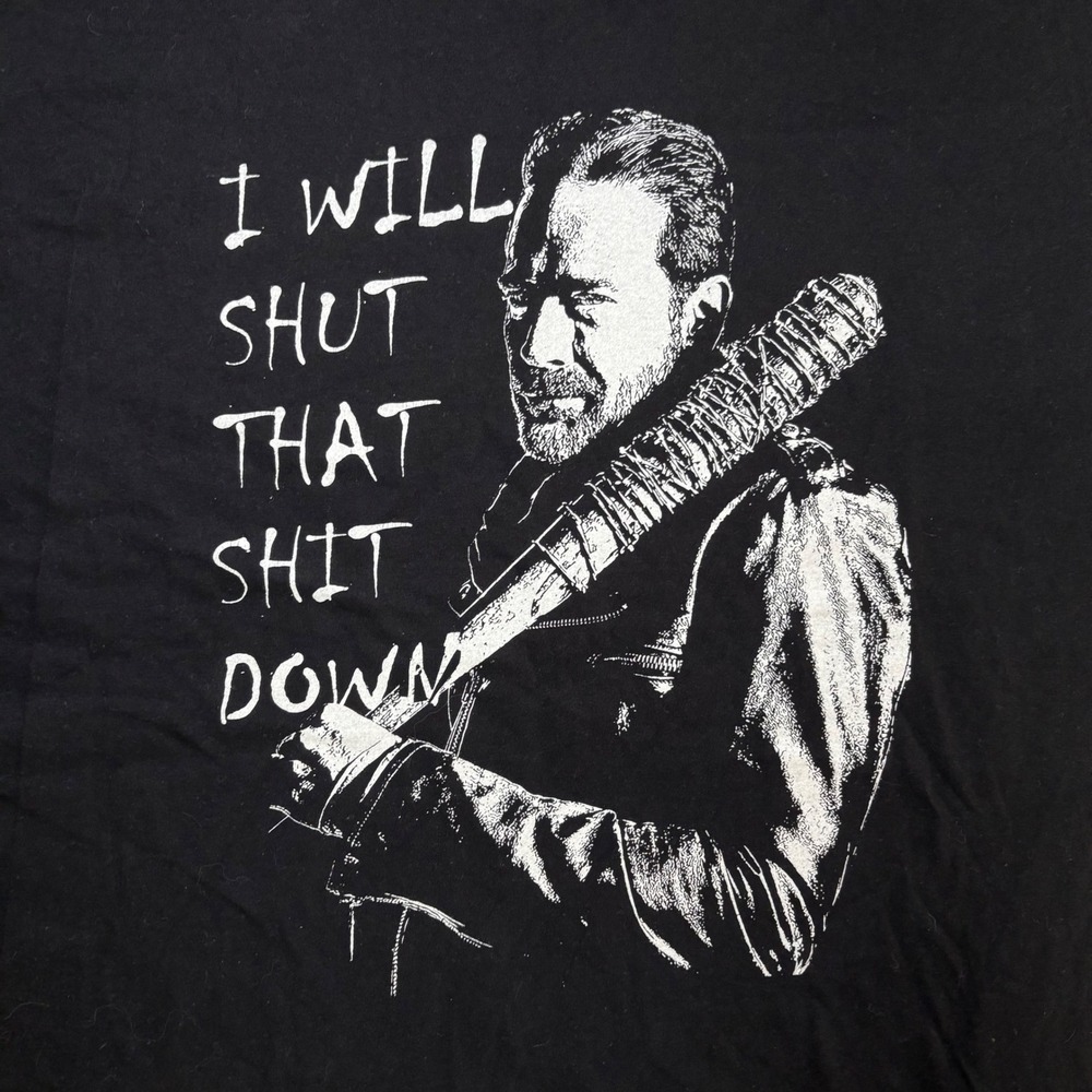 The Walking Dead Negan I Will Shut That Down Shirt Mens XL Black Gildan Tee - Picture 2 of 7